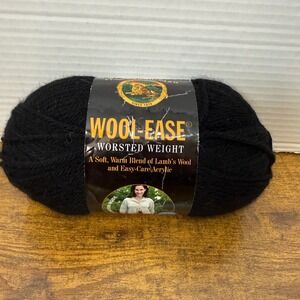 Lion Brand Wool Ease Worsted Weight Yarn Black Color Wool Bland 197 yars